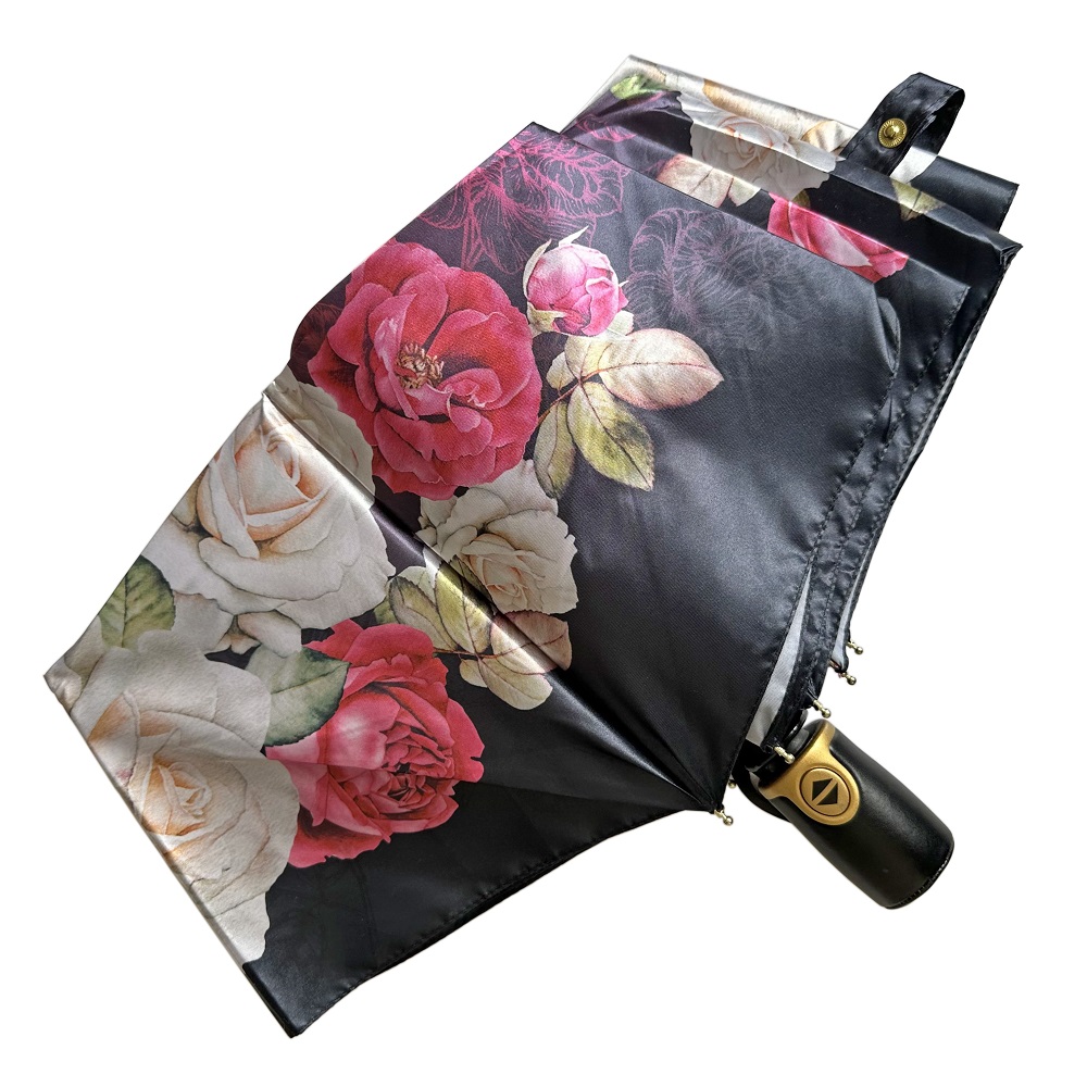 Чёрный зонт 3825-розы Три Слона фото в интернет-магазине zonti-tri-slona.ru