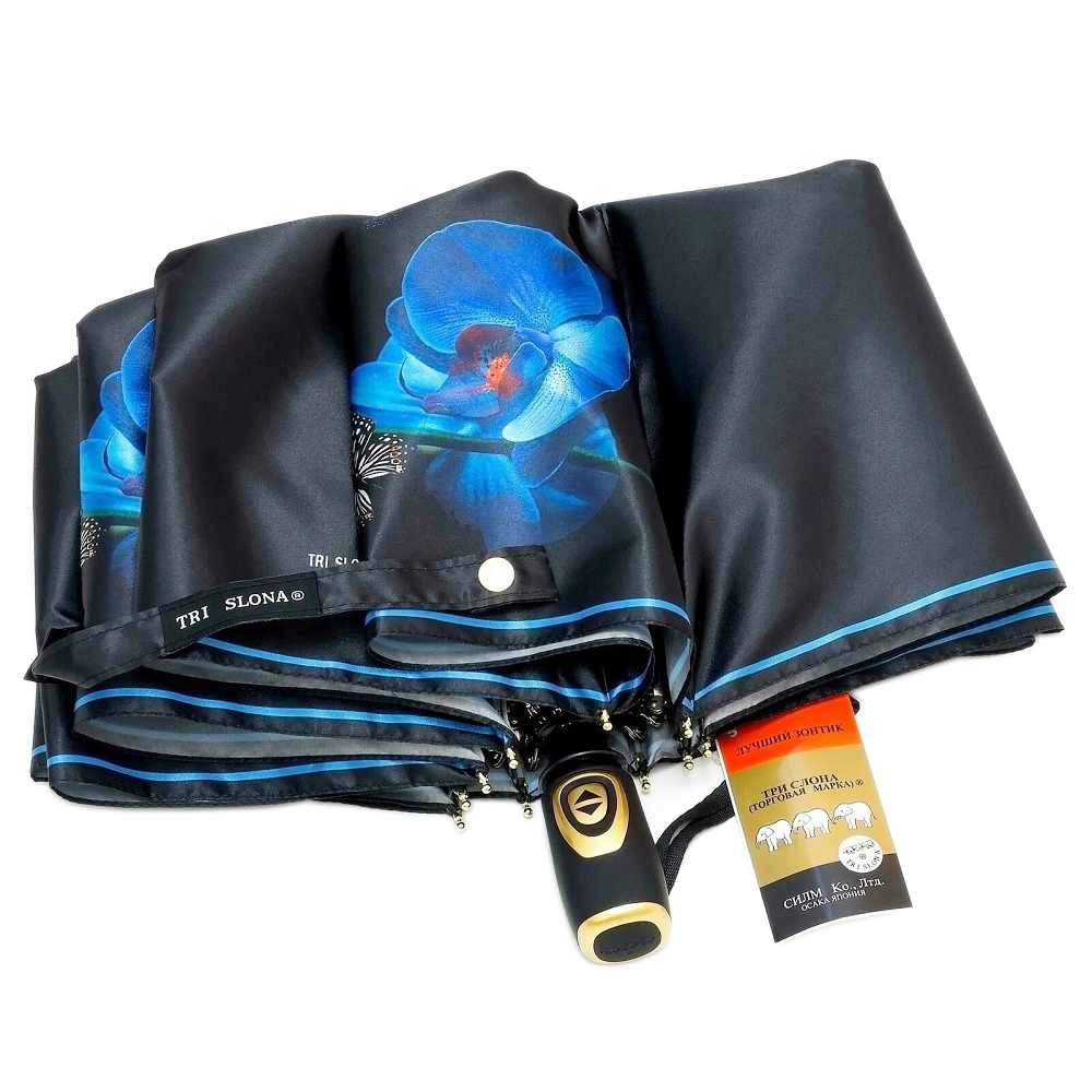 Чёрный зонт 3102-F-5 Три Слона фото в интернет-магазине zonti-tri-slona.ru