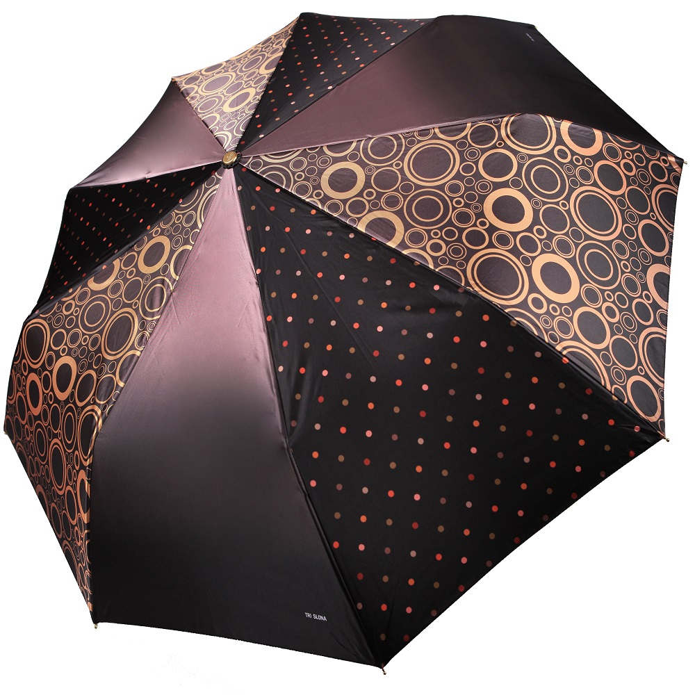 Чёрный Коричневый зонт 3995-A-4 Три Слона фото в интернет-магазине zonti-tri-slona.ru